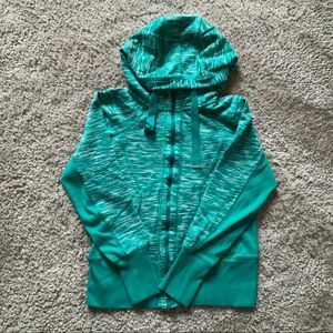 Zella hooded zip up jacket green white size L
